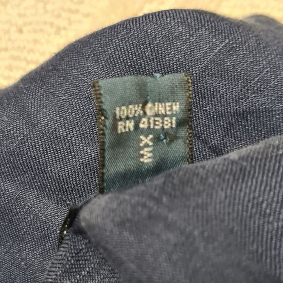 VTG Polo Ralph Lauren Shirt Mens XL 100% Linen Navy Blue 2 Pocket Button Up NWT - Picture 3 of 8